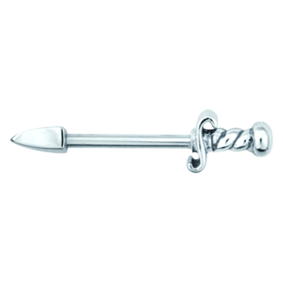 Silberner Brust Barbell mit spiralförmigem Griff in 12,0 mm Länge