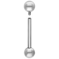 Silber Barbell mit 12 mm Kugel Silbernes Barbell mit abnehmbarer Kugel auf weißem Hintergrund