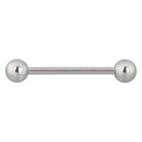 Silbernes Titan Barbell mit 18 mm Länge und 5 mm Kugeln auf weißem Hintergrund