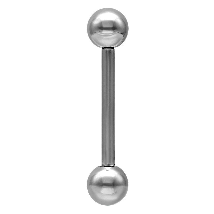 Silberner Titan Micro Barbell Piercing Silberner Titan Barbell mit zwei Kugeln auf weißem Hintergrund