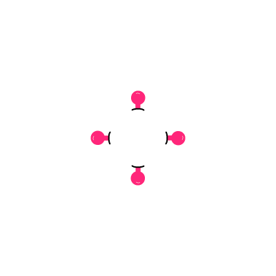 Rosa magisches Kreuz Piercing auf weißem Hintergrund, symmetrisch angeordnet