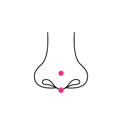 Illustration eines Rhino Piercings in schwarz und pink auf weißem Hintergrund