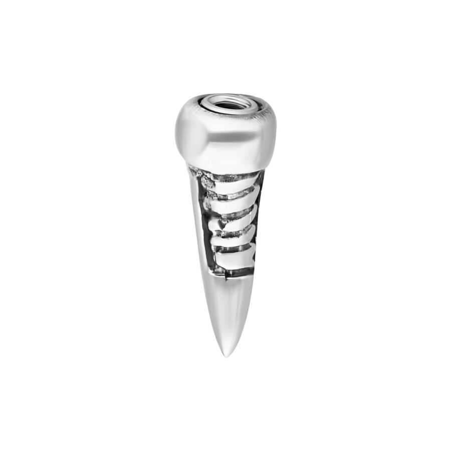 Silberner Piercingaufsatz mit spiralförmigem Design auf weißem Hintergrund