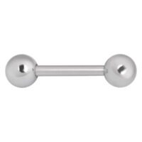 Silbernes Barbell Piercing aus Chirurgenstahl Silbernes Barbell Piercing mit zwei kugelförmigen Enden auf weißem Hintergrund