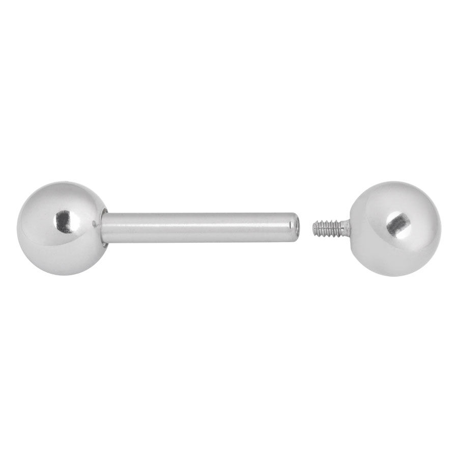 Silberne Barbell mit Innengewinde Silberne Barbell mit abnehmbarer Kugel auf weißem Hintergrund