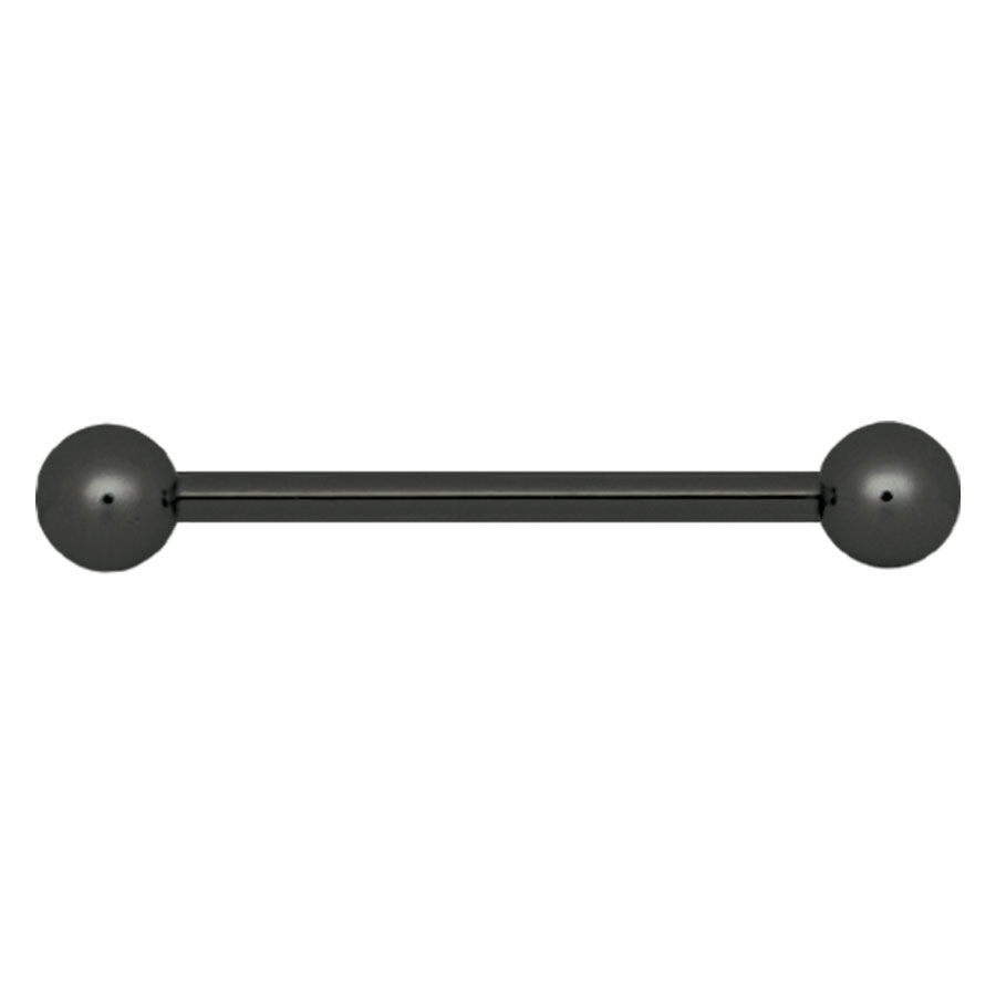 Schwarzer Stahl Barbell 18 mm Schwarzer Barbell mit zwei runden Enden auf weißem Hintergrund