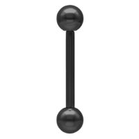 Schwarzes Barbell aus Chirurgenstahl Schwarzes Barbell mit zwei Kugeln auf weißem Hintergrund
