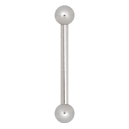 Silbernes Barbell Piercing aus Chirurgenstahl mit zwei Kugeln auf weißem Hintergrund