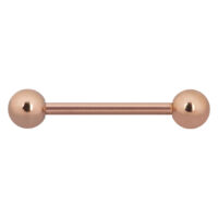 Roségoldenes Barbell Piercing mit zwei Kugeln auf weißem Hintergrund
