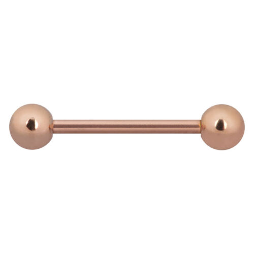 Roségoldenes Barbell Piercing mit zwei Kugeln auf weißem Hintergrund