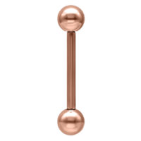 Roségoldenes Barbell Piercing aus Chirurgenstahl auf weißem Hintergrund
