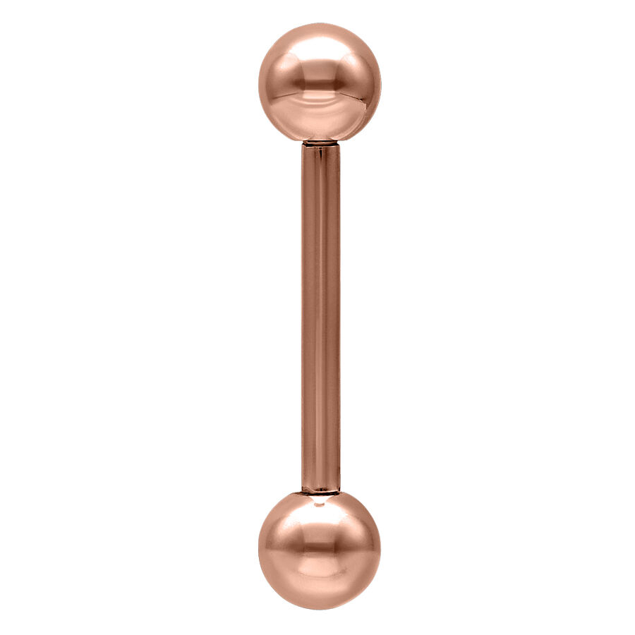 Roségoldenes Barbell Piercing aus Chirurgenstahl auf weißem Hintergrund