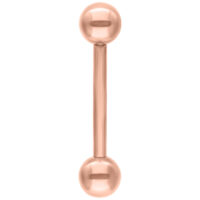 Roségold Micro Barbell Titan Roségoldenes Titan-Micro-Barbell mit glatten Kugeln auf weißem Hintergrund