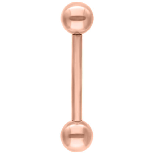 Roségoldenes Titan-Micro-Barbell mit glatten Kugeln auf weißem Hintergrund