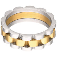 Silberner und goldener Ring aus Chirurgenstahl mit gezacktem Design