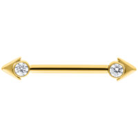 Goldfarbener Pfeil Nippel Barbell Goldener Nippel Barbell mit Pfeilspitzen und klaren Steinen