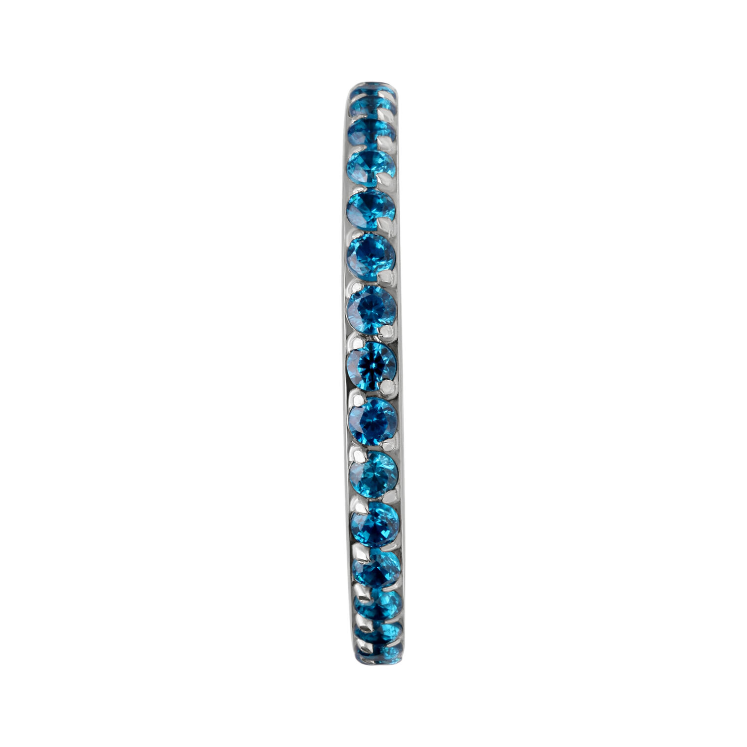 Türkis Kristall Coast Clicker Piercing Schmaler Piercingring mit türkisfarbenen Kristallen auf weißem Hintergrund