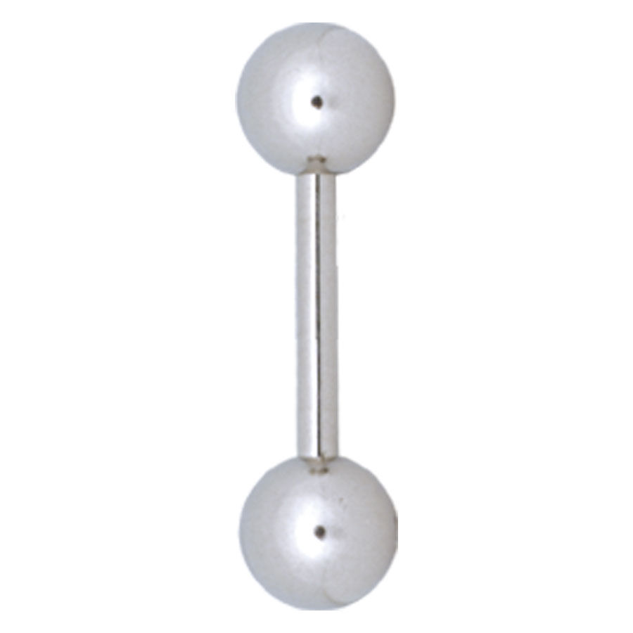 Silberner Barbell Piercing mit zwei Kugeln auf weißem Hintergrund