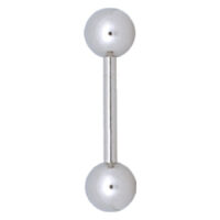Silbernes Barbell Piercing aus Titan mit zwei Kugeln auf weißem Hintergrund