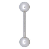 Silbernes Barbell Piercing mit zwei Kugeln auf weißem Hintergrund