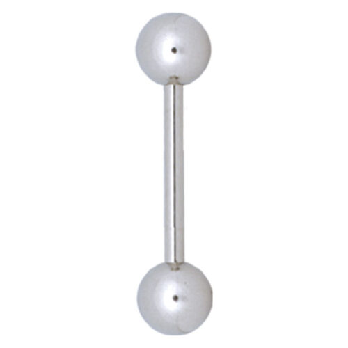 Silbernes Barbell Piercing mit zwei Kugeln auf weißem Hintergrund