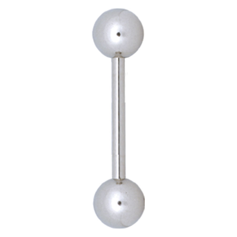 Silbernes Barbell Piercing mit zwei Kugeln auf weißem Hintergrund