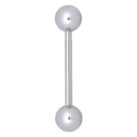 Silbernes Barbell Piercing mit zwei kugelförmigen Enden auf weißem Hintergrund