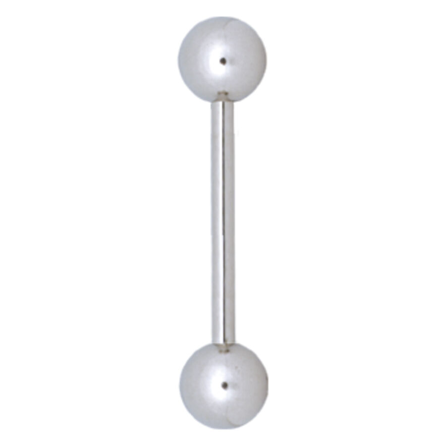 Silbernes Barbell Piercing mit zwei kugelförmigen Enden auf weißem Hintergrund