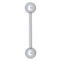 Silberne Barbell aus Titan mit zwei Kugeln auf weißem Hintergrund