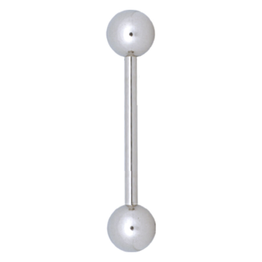Silberne Barbell aus Titan mit zwei Kugeln auf weißem Hintergrund