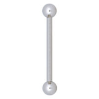 Silbernes Barbell aus Titan mit zwei Kugeln an den Enden auf weißem Hintergrund