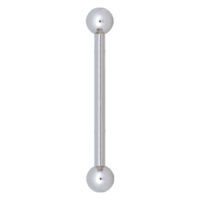 Silbernes Barbell Piercing mit Kugeln an beiden Enden auf weißem Hintergrund