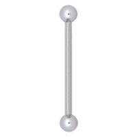 Silbernes Rattle Barbell mit zwei Kugeln auf weißem Hintergrund