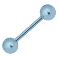 Hell-Blauer Barbell 1,6 mm x 10 mm Titan Hell-blauer Barbell mit zwei glatten Kugeln auf weißem Hintergrund