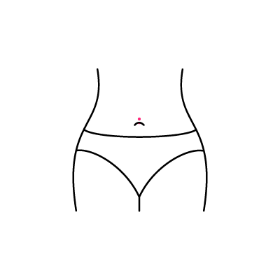 Minimalistische Skizze eines Floating Navel Piercings auf weißem Hintergrund