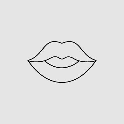 Schwarze Kontur eines Lippen-Icons auf grauem Hintergrund