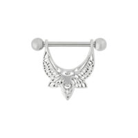Silberner Mystic Moth Barbell, Länge 12 mm, auf weißem Hintergrund