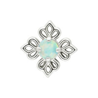 Blumenaufsatz mit synthetischem Opal Blumenförmiger Aufsatz aus Weißgold mit synthetischem Opal, filigranes Design