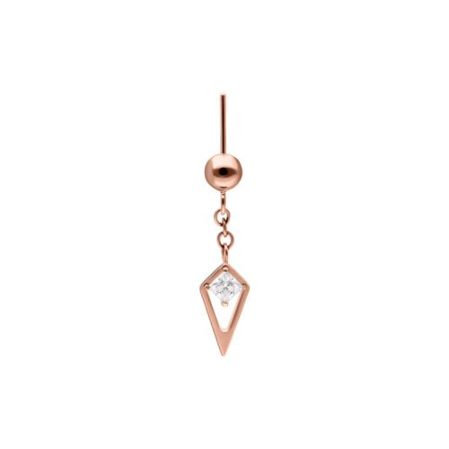 Roségoldener Ohraufsatz mit klarem Kristall an Kette
