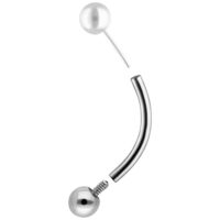 Silbernes Micro Bananabell aus Titan, auseinandergebaut auf weißem Hintergrund