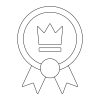Schwarz-weiße Medaille mit Krone auf weißem Hintergrund