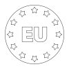 Kreisförmiges EU-Logo mit 12 Sternen auf weißem Hintergrund